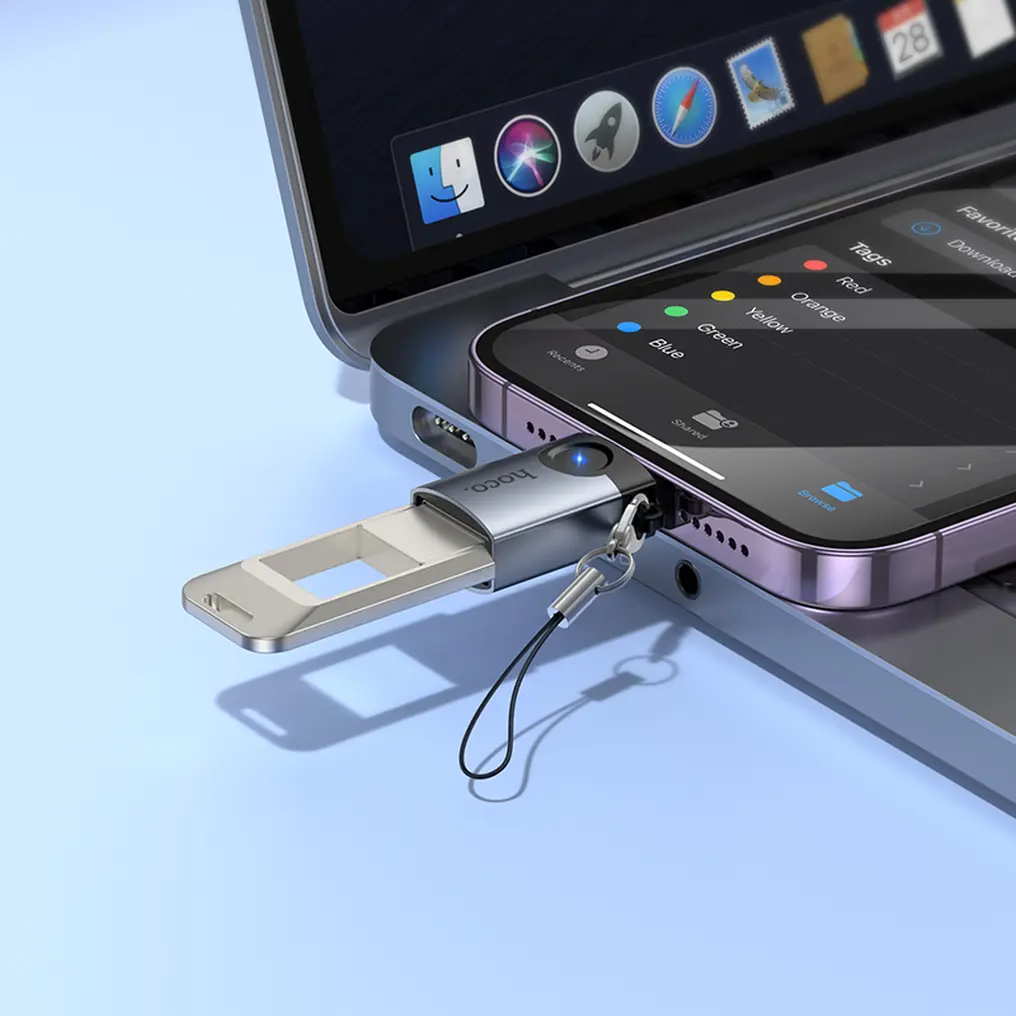 OTG Lightning adaptér - USB-A HOCO UA46, šedý