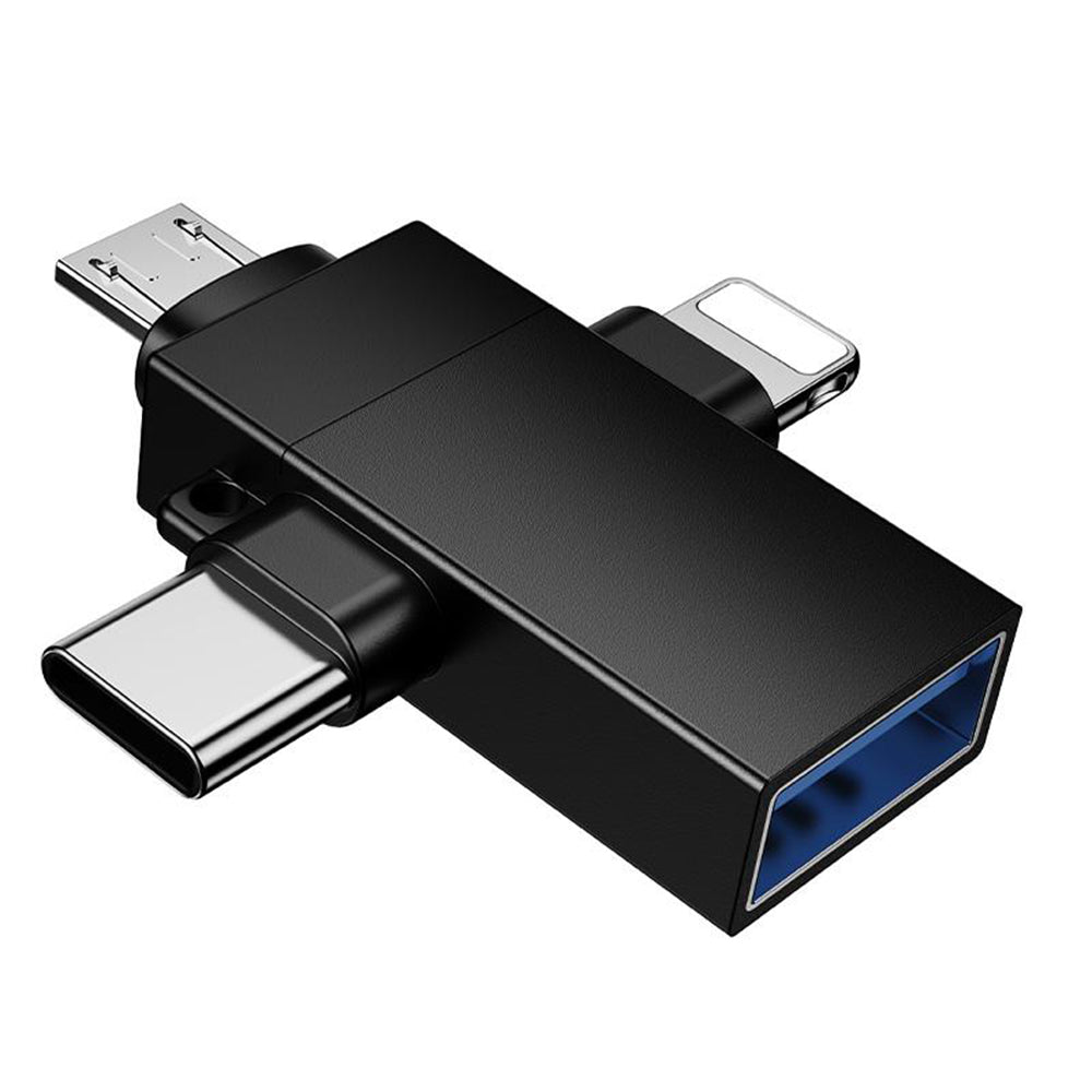 Adaptér OTG Lightning / microUSB / USB-C - USB-A Borofone BV26D, černý