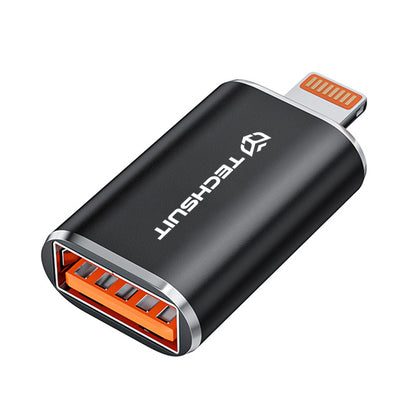 Adaptér OTG Lightning - USB-A Techsuit A6 HyperPort, Černý Oranžový