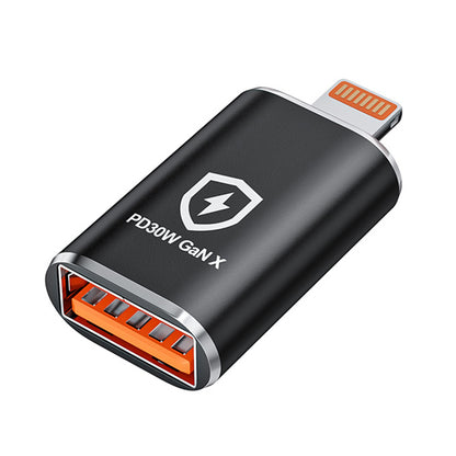 Adaptér OTG Lightning - USB-A Techsuit A6 HyperPort, Černý Oranžový