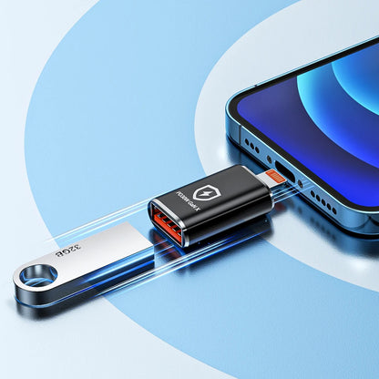 Adaptér OTG Lightning - USB-A Techsuit A6 HyperPort, Černý Oranžový