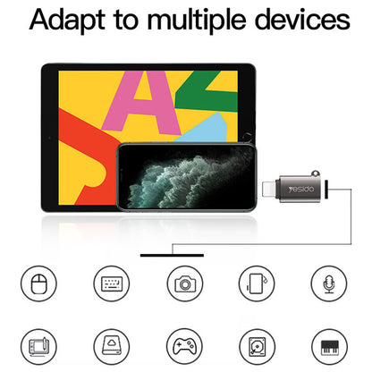 Adaptér OTG Lightning - USB-A Yesido GS14, Černý