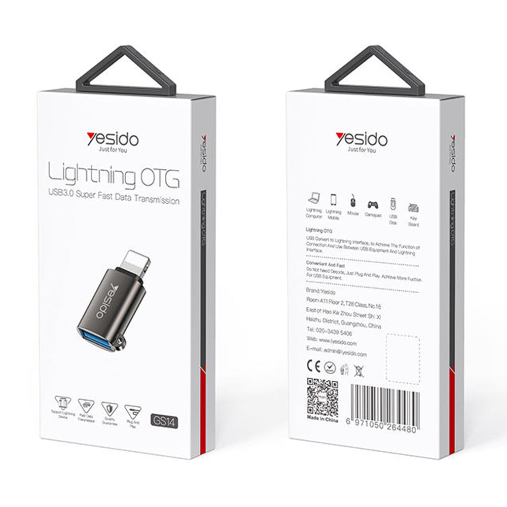 Adaptér OTG Lightning - USB-A Yesido GS14, Černý
