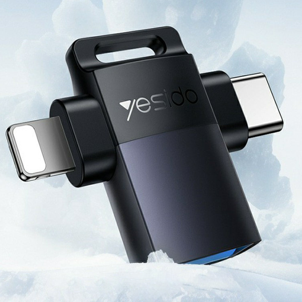 Adaptér OTG Lightning / USB-C - USB-A Yesido GS35, šedý