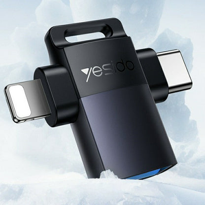 Adaptér OTG Lightning / USB-C - USB-A Yesido GS35, šedý