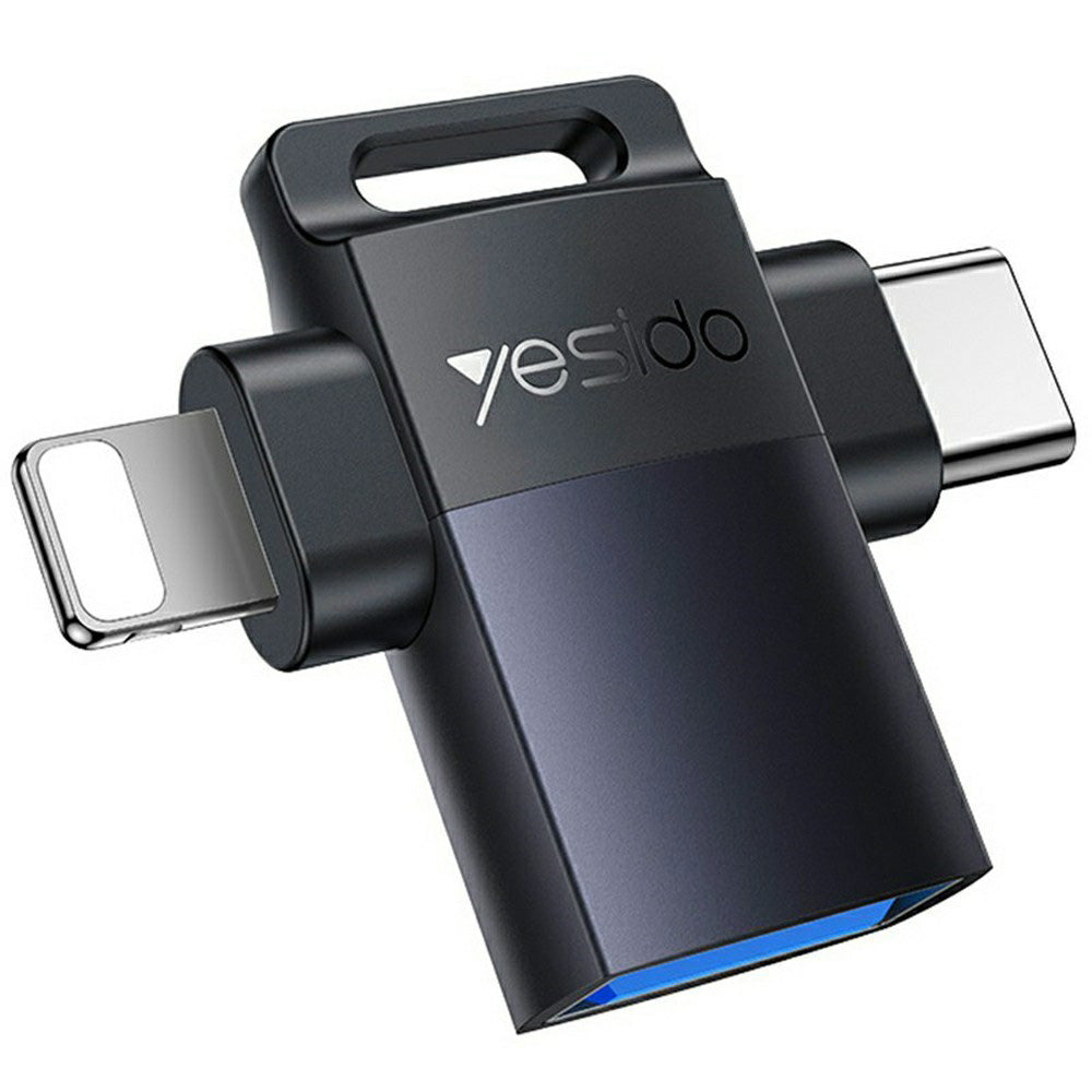Adaptér OTG Lightning / USB-C - USB-A Yesido GS35, šedý