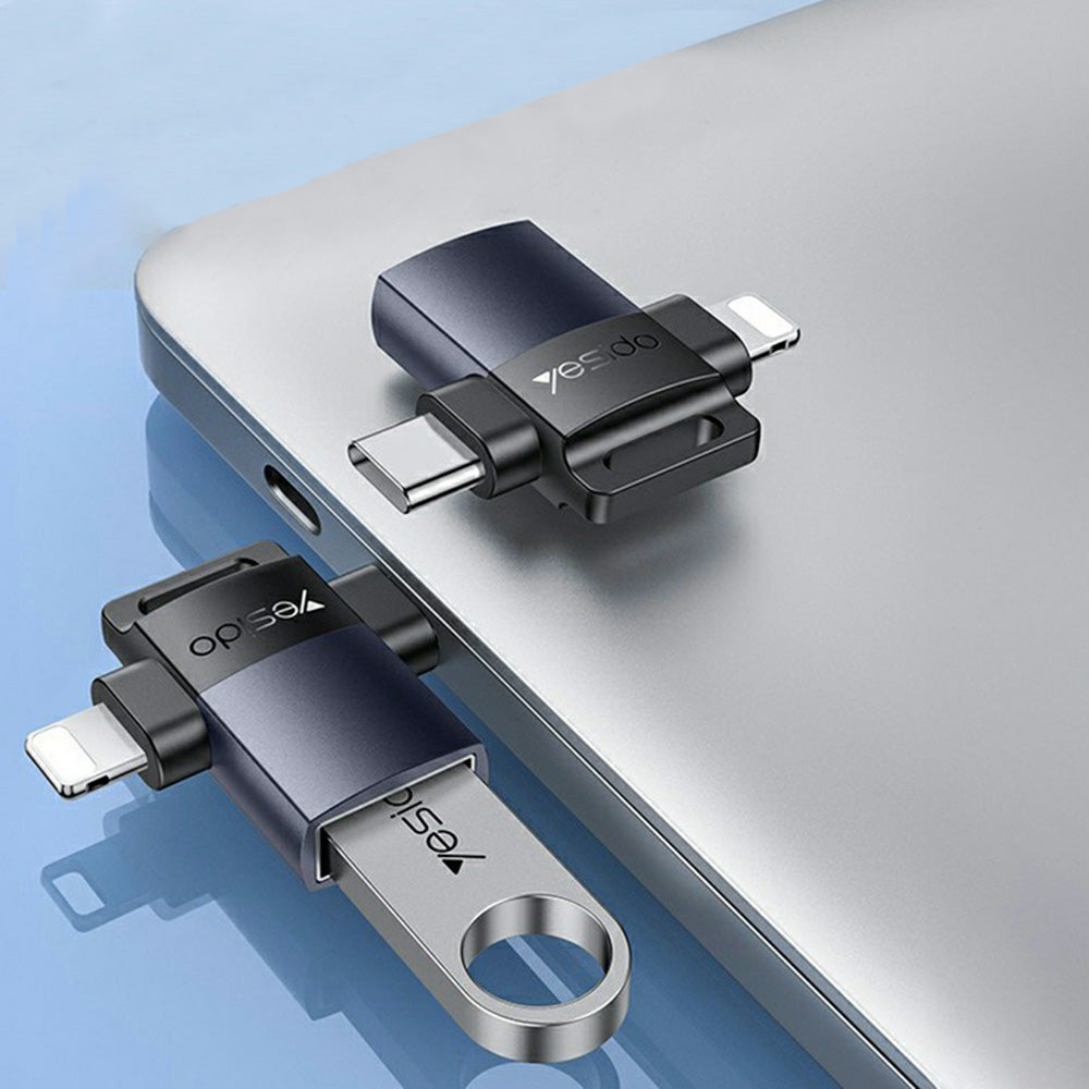 Adaptér OTG Lightning / USB-C - USB-A Yesido GS35, šedý