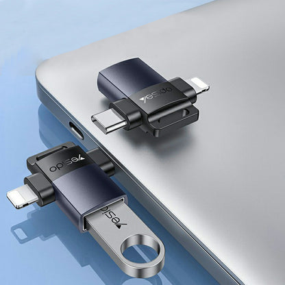 Adaptér OTG Lightning / USB-C - USB-A Yesido GS35, šedý