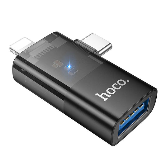 Adaptér OTG Lightning / USB-C - USB-A HOCO UA36E, Černý
