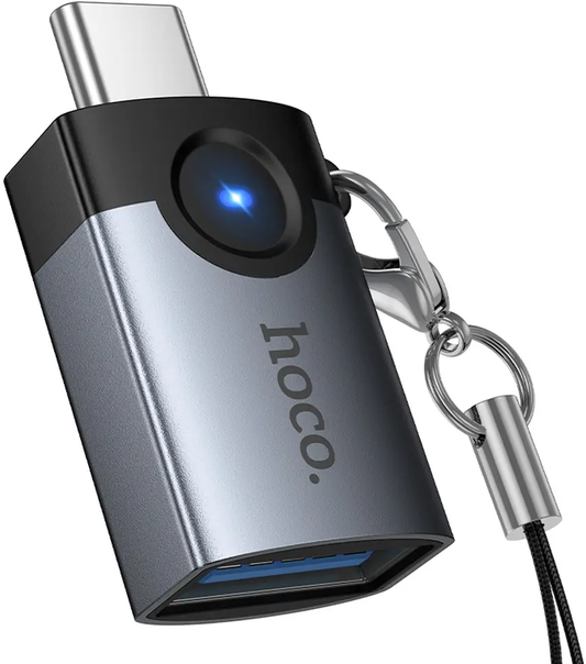 OTG adaptér USB-C - USB-A HOCO UA46C, šedý