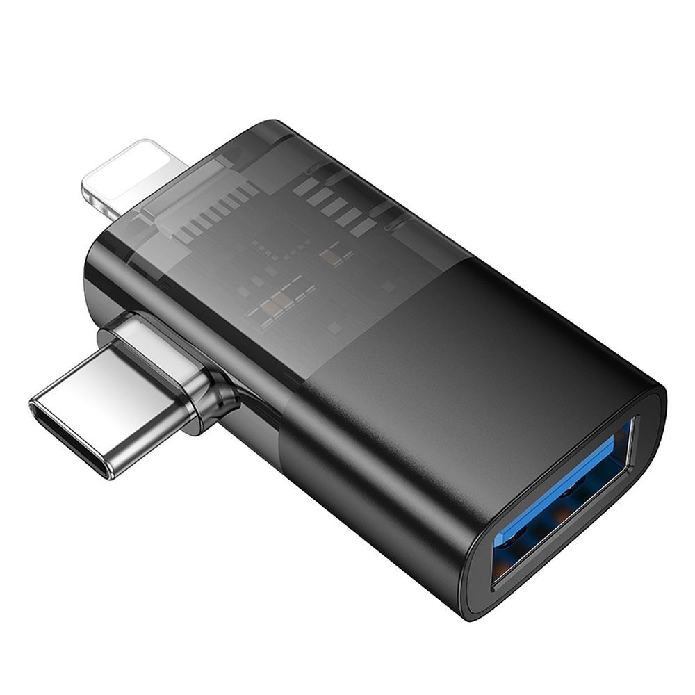Adaptér OTG Lightning / USB-C - USB-A HOCO UA36E, Černý