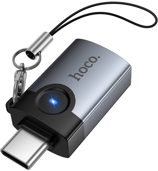 OTG adaptér USB-C - USB-A HOCO UA46C, šedý
