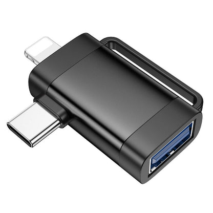 Adaptér OTG USB-C / Lightning - USB-A HOCO UA31F, Černý