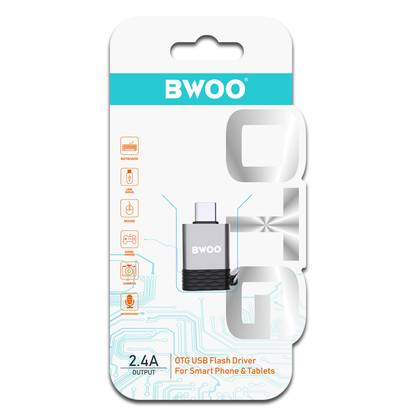 Adaptér OTG USB-A - USB-C BWOO BZ-35, Šedý