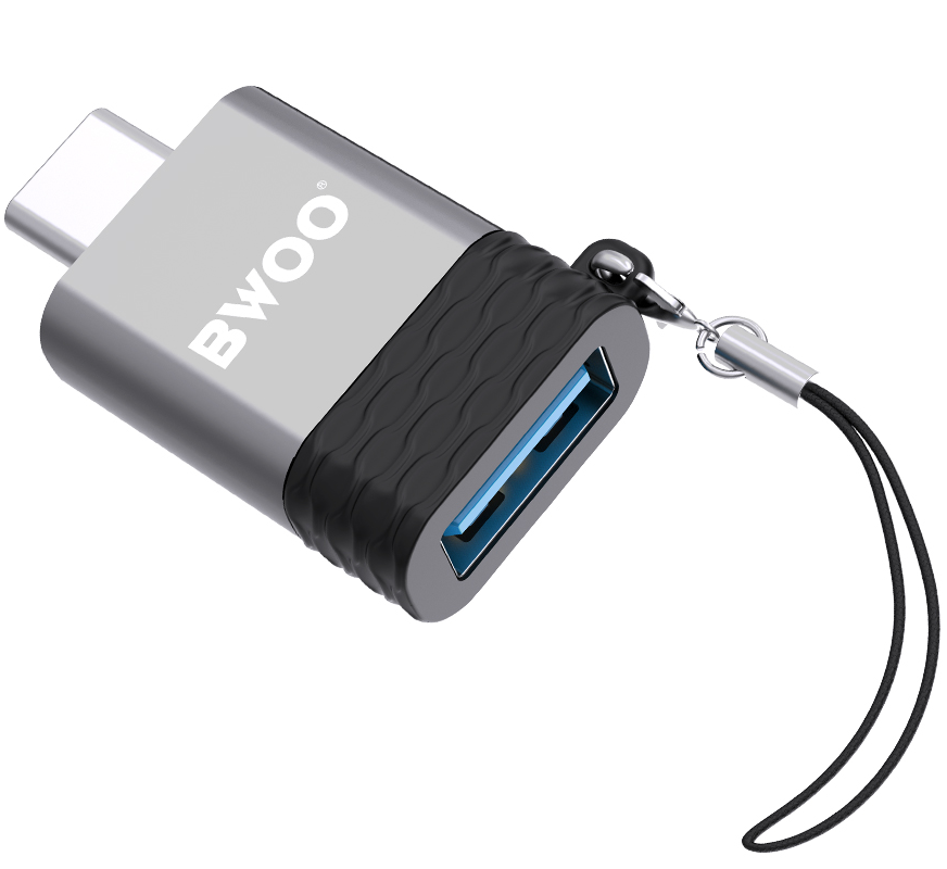 Adaptér OTG USB-A - USB-C BWOO BZ-35, Šedý