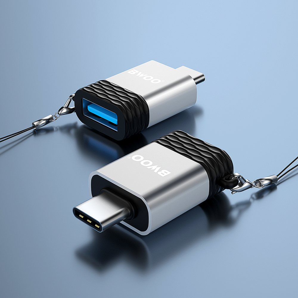Adaptér OTG USB-A - USB-C BWOO BZ-35, Šedý