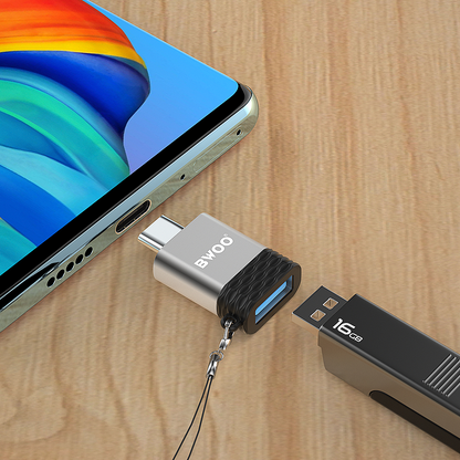 Adaptér OTG USB-A - USB-C BWOO BZ-35, Šedý