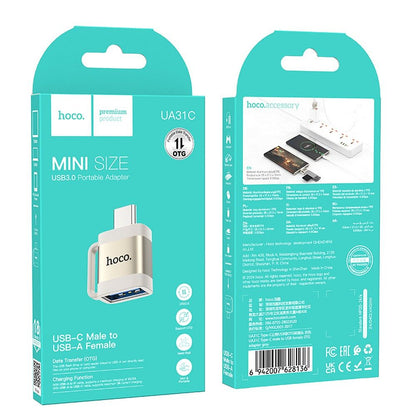 Adaptér OTG USB-C - USB-A HOCO UA31C, šedý