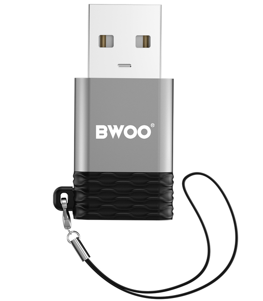 USB-C - USB-A BWOO BZ-38 Datový a nabíjecí adaptér, šedý