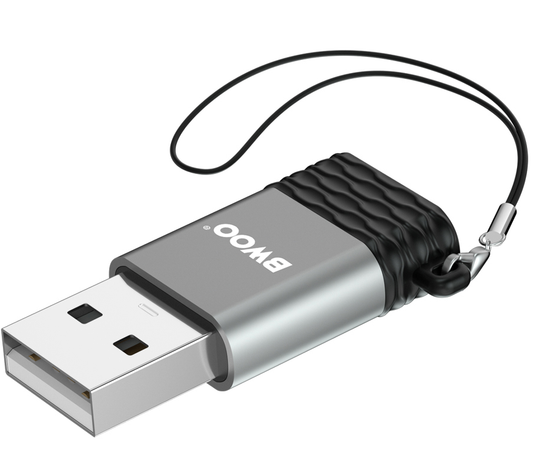 USB-C - USB-A BWOO BZ-38 Datový a nabíjecí adaptér, šedý