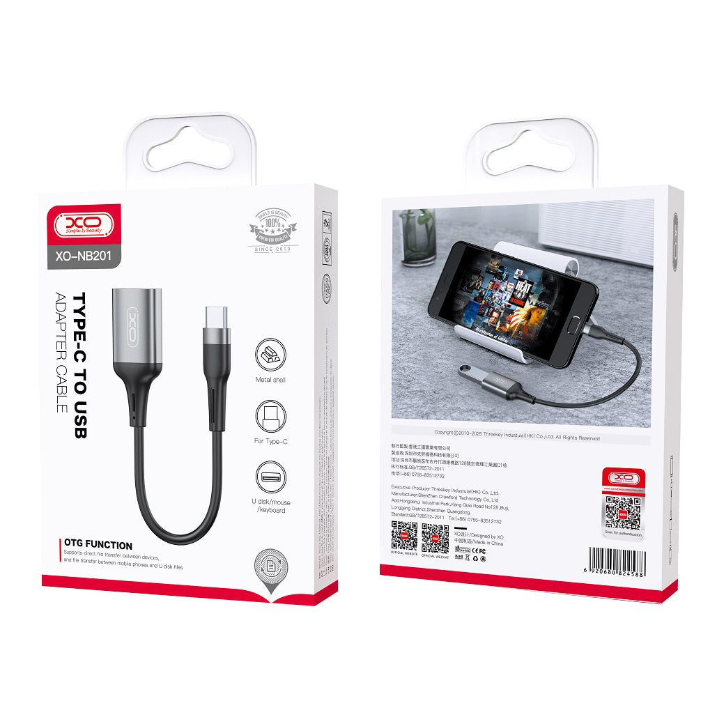 Adaptér OTG USB-C - USB-A XO Design NB201, Černý