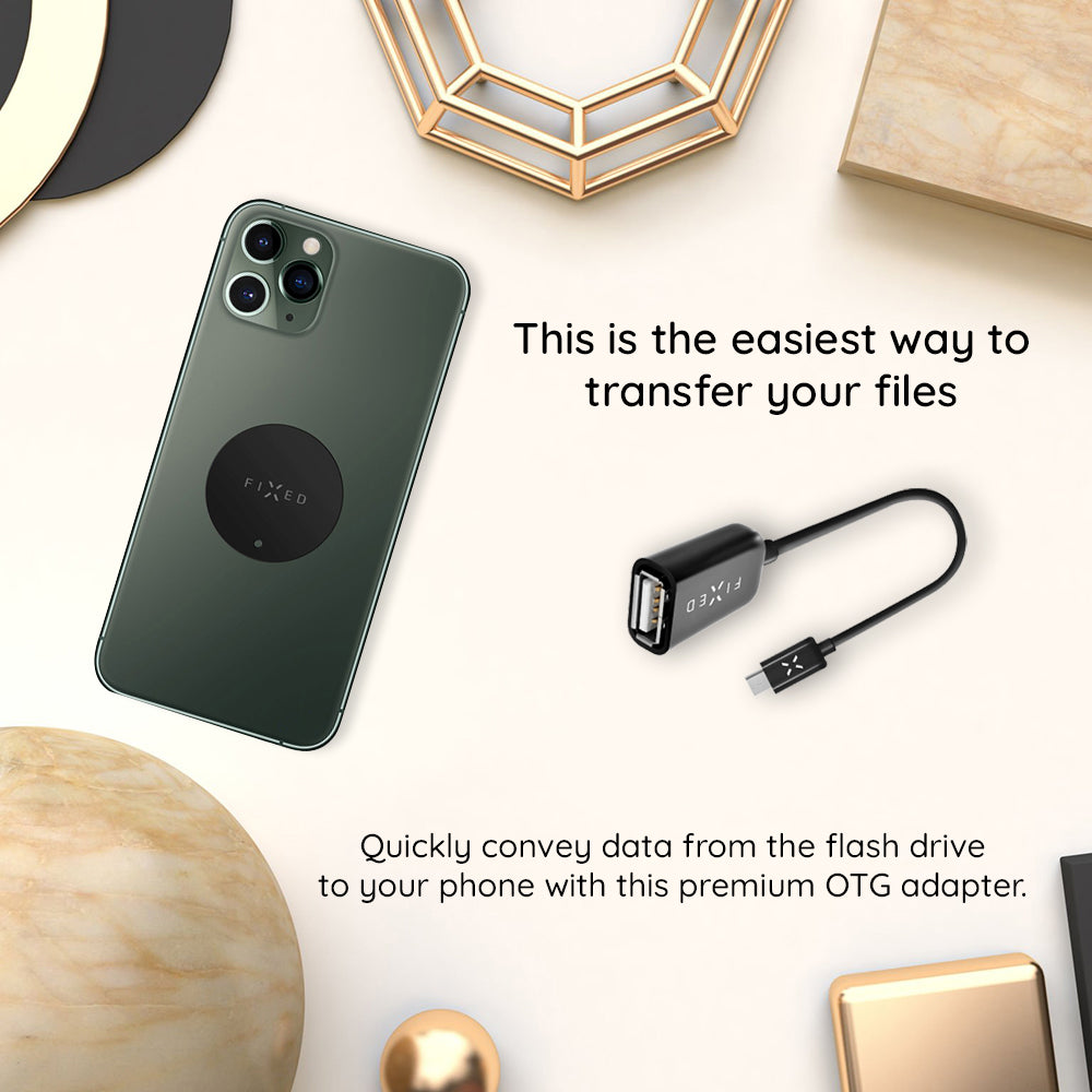 OTG USB-C to USB-A Fixed Adapter, Black