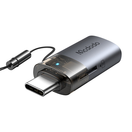 Čtečka karet USB-C McDodo OT-7600, USB-A (OTG) - microSD, Černá