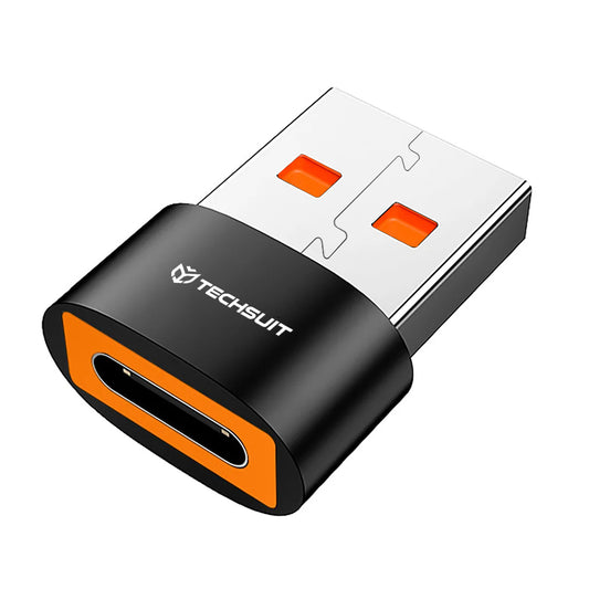 Adaptér pro data a nabíjení USB-C - USB-A Techsuit A4 HyperPort, Černá Oranžová