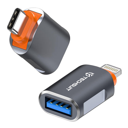 Adaptér OTG USB-C - USB-A Techsuit A9 SlateVolt, Šedá Oranžová