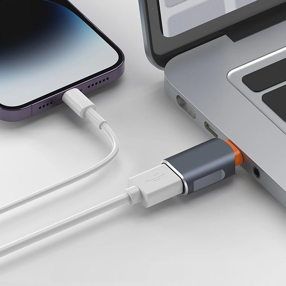 Adaptér OTG USB-C - USB-A Techsuit A9 SlateVolt, Šedá Oranžová
