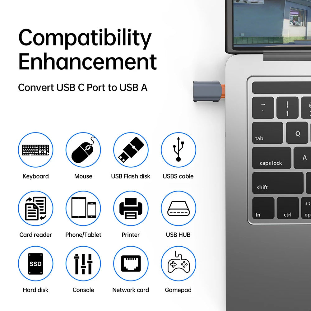 Adaptér OTG USB-C - USB-A Techsuit A9 SlateVolt, Šedá Oranžová