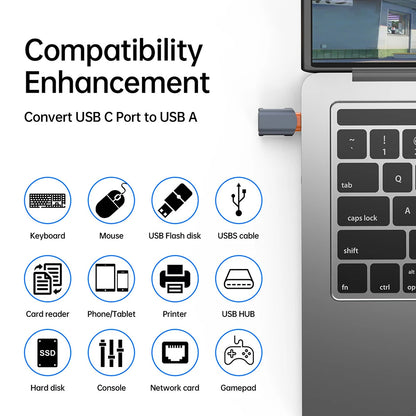 Adaptér OTG USB-C - USB-A Techsuit A9 SlateVolt, Šedá Oranžová