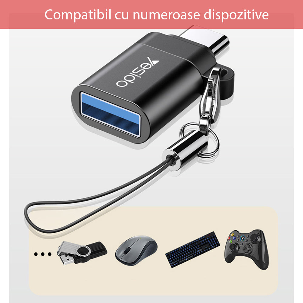 Adaptér OTG USB-C - USB-A Yesido GS06, Černý