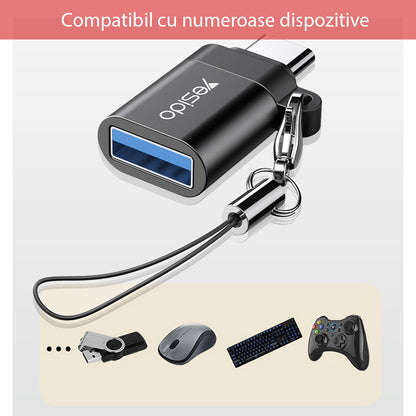 Adaptér OTG USB-C - USB-A Yesido GS06, Černý