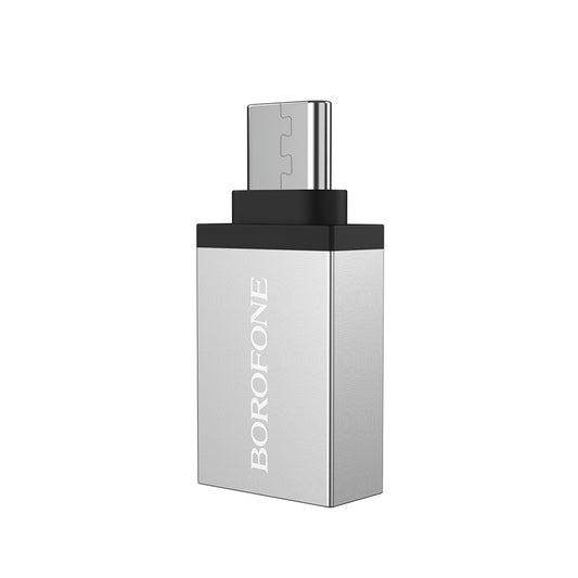 Adaptér OTG USB-A - USB-C Borofone BV3, stříbrný