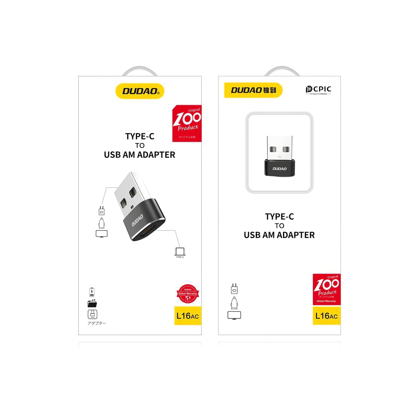 Datový a nabíjecí adaptér Dudao L16AC z USB-C na USB-A, černý