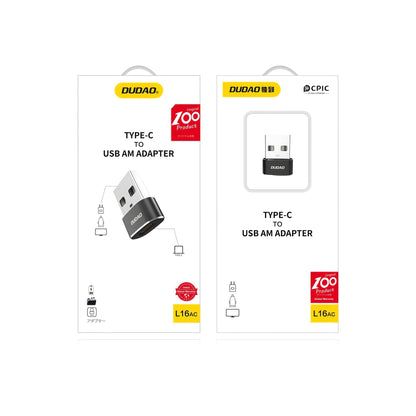 Datový a nabíjecí adaptér Dudao L16AC z USB-C na USB-A, černý