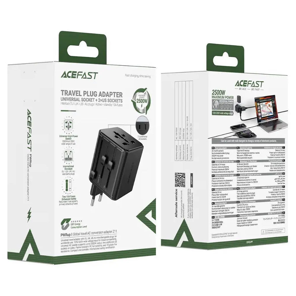 Síťový adaptér Acefast Z11 Travel, černý