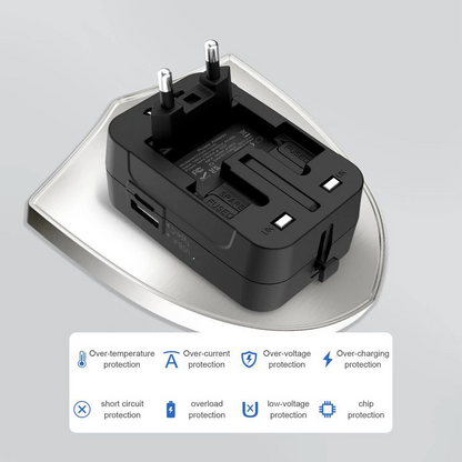 Adaptér síť Tech-Protect TA300 Travel EU / UK / US / AU, Černý