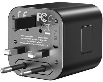 Adaptér síťový XO Design WL28 Travel US / UK / AU / CN / EU, Černý