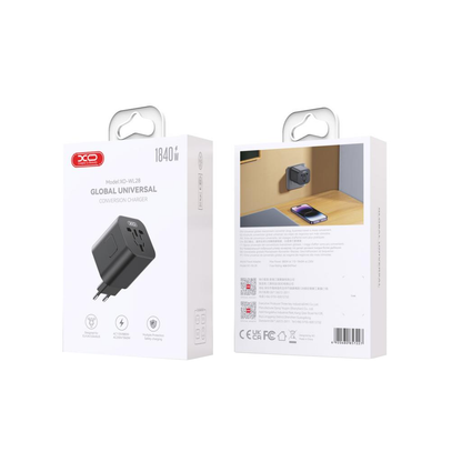 Adaptér síťový XO Design WL28 Travel US / UK / AU / CN / EU, Černý