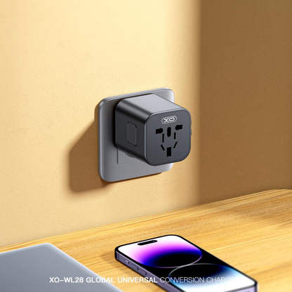 Adaptér síťový XO Design WL28 Travel US / UK / AU / CN / EU, Černý