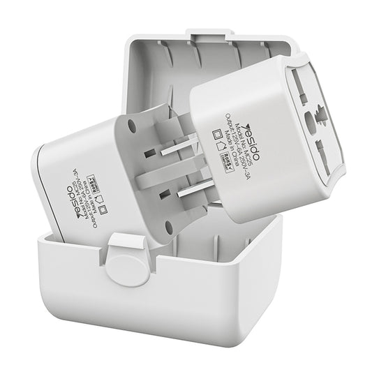 Adaptor síťový Yesido MC25 Travel CN/ US / EU / UK, bílý