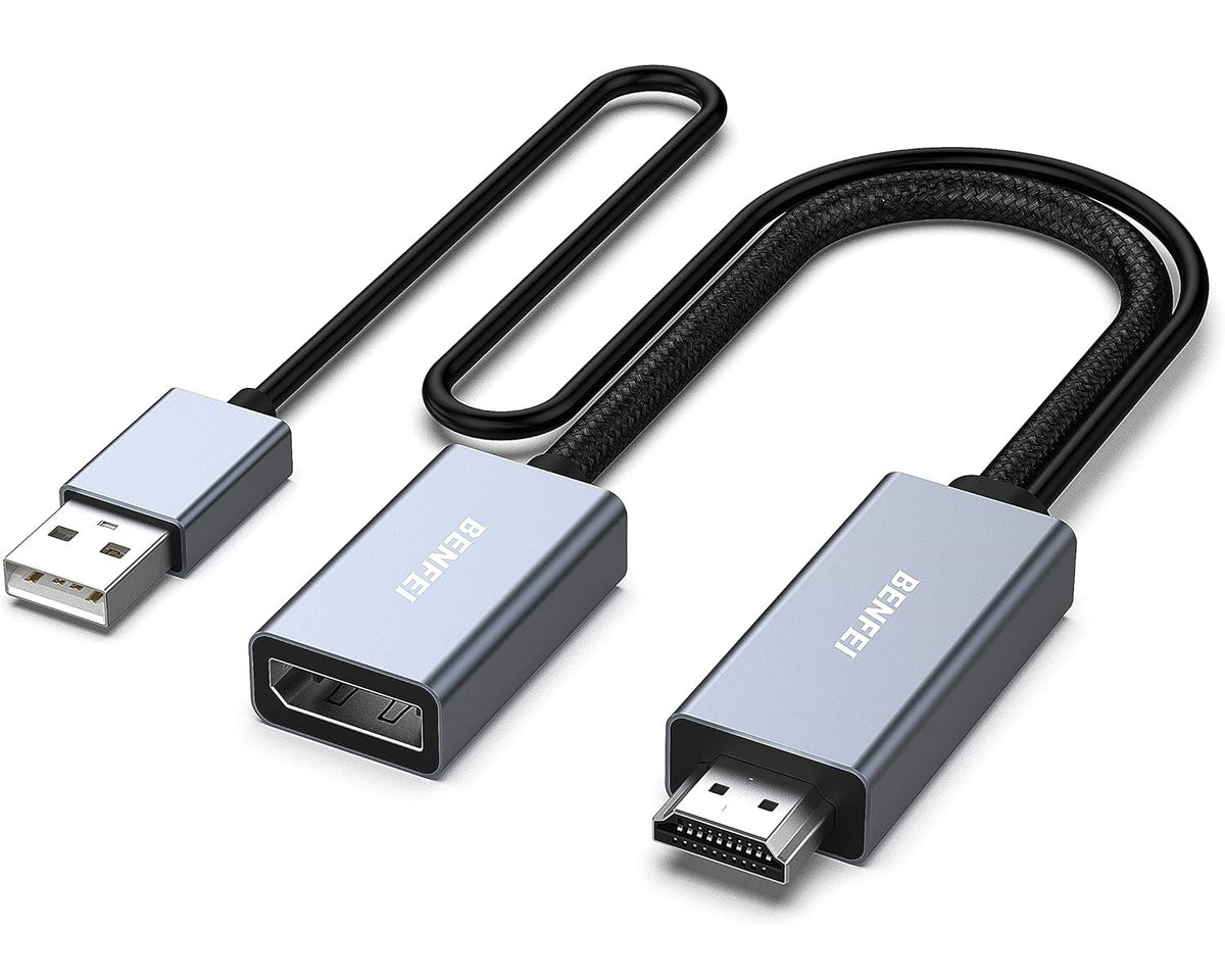 Video adaptér Benfei, HDMI - DisplayPort / USB, 4K, Šedý