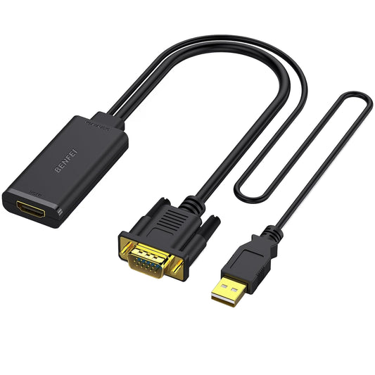 Video adaptér Benfei, VGA / USB-A - HDMI, 1080P, Černý
