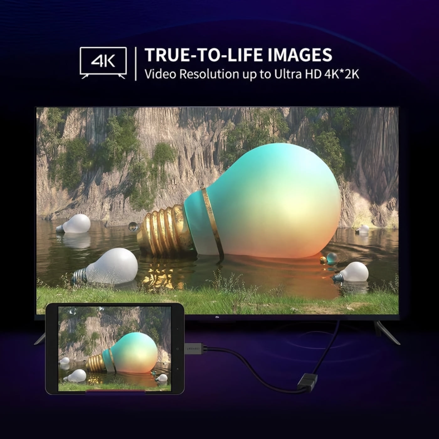Video adaptér UGREEN 20137, miniHDMI - HDMI, 4K, Černý