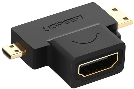 Video adaptér UGREEN HD129, miniHDMI / microHDMI - HDMI, 1080P, Černý