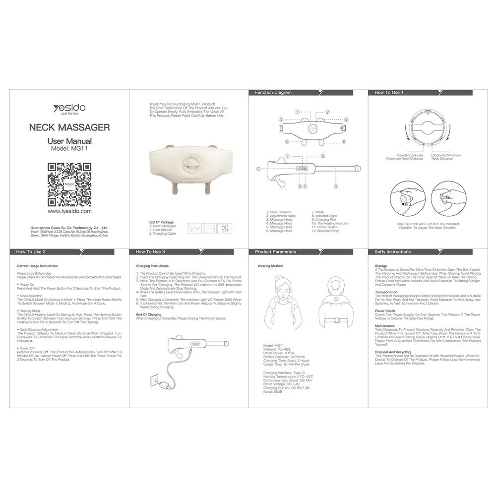 Masážní přístroj na krk Yesido MG11, béžový