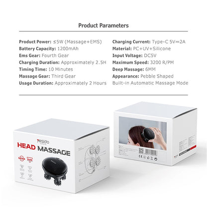 Masážní přístroj na pokožku hlavy Yesido MG04, Černý