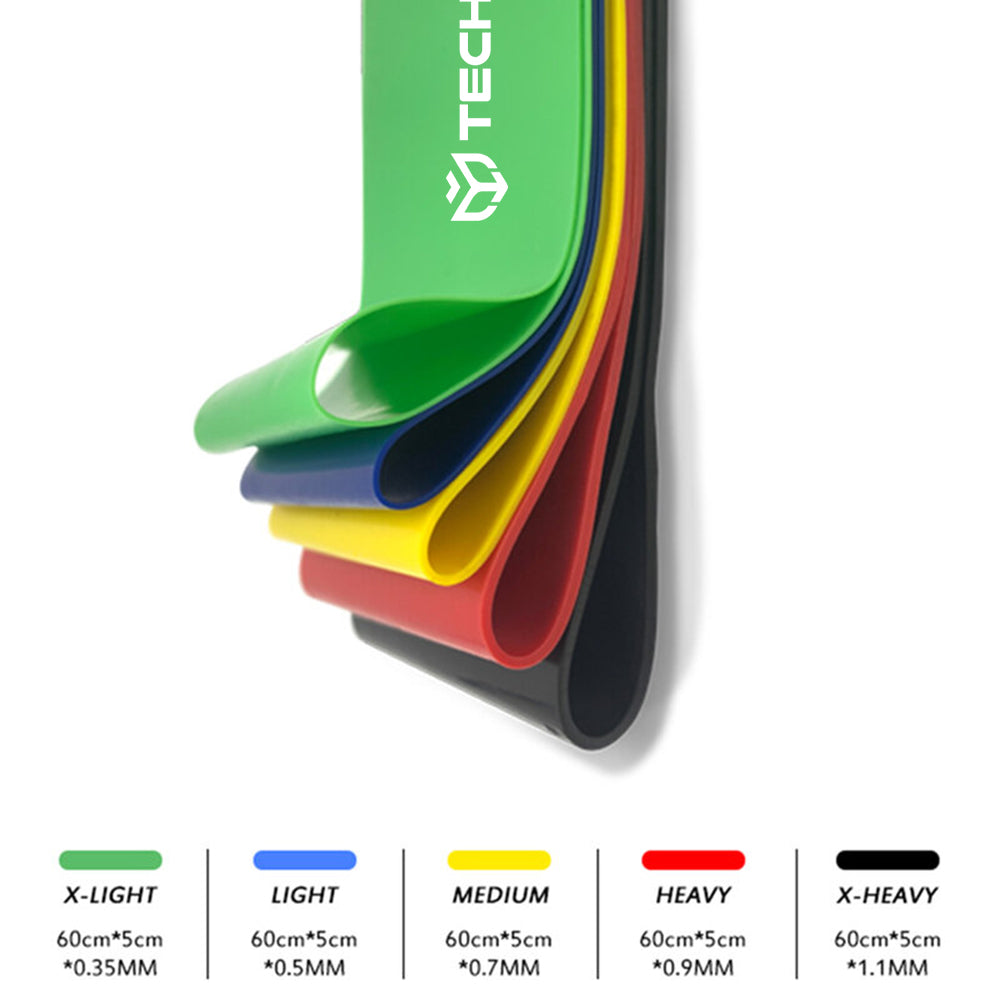 Fitness elastická páska Techsuit TS-01, sada 5 kusů, vícebarevná